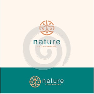 Nature Leaf Logo Circle Design Template. Holistic Medical Health Wellness Logo Design Stock