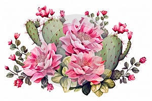 Nature leaf spring flower illustration decorative watercolor floral summer background bouquet blossom