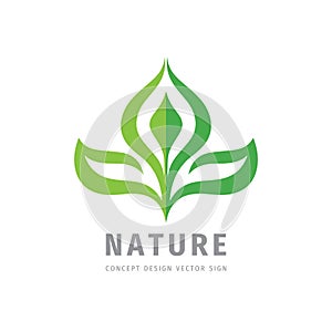 Nature leaves concept logo design. Development business sign. Green plant flora symbol. Health icon. Vector illustration