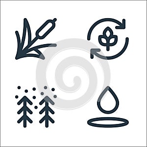 Nature line icons. linear set. quality vector line set such as water, winter, agronomy