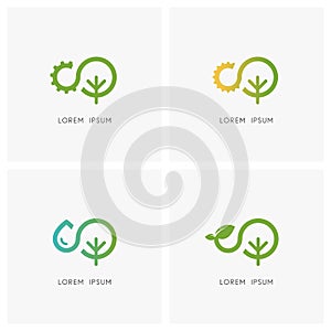 Nature logo set with tree or plant symbol