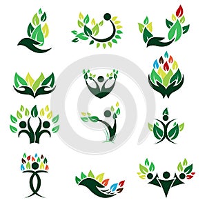 Leaf nature logos icon design