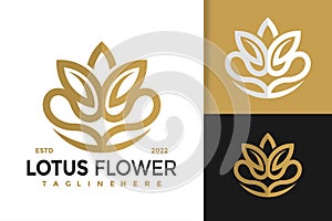 Nature Lotus Flower Yoga Modern Logo Design  Vector Template