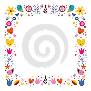 Nature love harmony flowers abstract art vector frame border