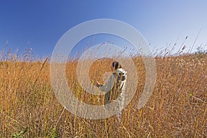 Nature Lover in the Tall Prairie Grass