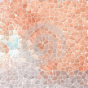 Nature marble plastic stony mosaic tiles texture background with white grout - calming coral salmon orange pink grey