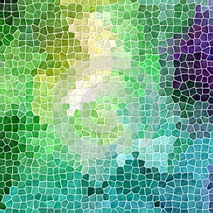 Nature marble plastic stony mosaic tiles texture background with white grout - fresh spring green, blue, purple and yello