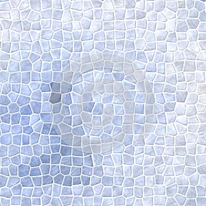 Nature marble plastic stony mosaic tiles texture background with white grout - light snow ice blue colors