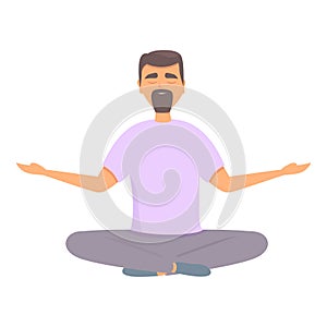 Nature meditation icon cartoon vector. Person pose