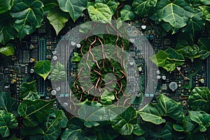 Nature Meets Technology: The Green Circuitry Connection. Concept Eco-Friendly Technology,