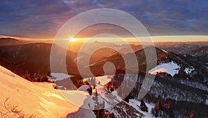 Nature Mountain peak at winter - Slovakia, panorama