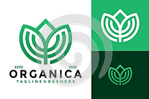 Nature organica logo design vector symbol icon illustration photo