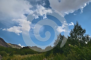 Nature outdoor landscape with blue sky and clouds