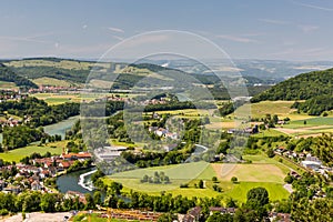 Nature overlook with rivers in Switzerland