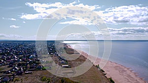Nature Palette Drone Footage Highlights the Warm Day on Volga Beach. Russia, Togliatti, Samara region