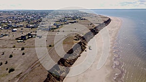 Nature Palette Drone Footage Highlights the Warm Day on Volga Beach. Russia, Togliatti, Samara region