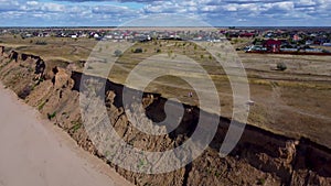 Nature Palette Drone Footage Highlights the Warm Day on Volga Beach. Russia, Togliatti, Samara region