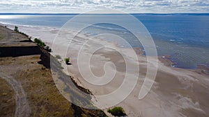 Nature Palette Drone Footage Highlights the Warm Day on Volga Beach. Russia, Togliatti, Samara region