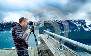 Nature photographer Stegastein Lookout Beautiful Nature Norway.