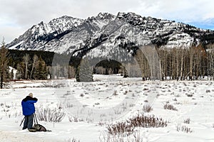 Winter landscape of Bow Valley Parkway in the Banff National Par photo