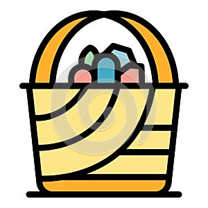 Nature picnic basket icon vector flat