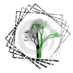 Nature and plant concept represented by dry green and black tree icon. isolated and flat illustration vector eps10 dead trees