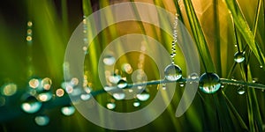 Nature plant fresh raindrop. Summer waterdrop on green grass. generative ai