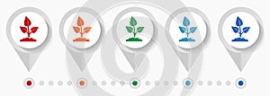 Nature plant, organic, ecology concept vector icons, infographic template easy to edit, set of colorful flat design pointers for