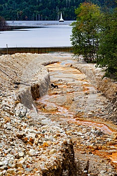 nature pollution from copper mine at lake Geamana, Romania