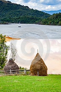 nature pollution from copper mine at lake Geamana, Romania