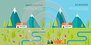Nature Pollution and Scavenge Concept Illustration