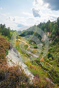 Nature preserve Grosser Pfahl, near Viechtach, bavarian forest. view to stone quarry