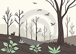Nature Recovery After Wildfire Concept Art vector background photo