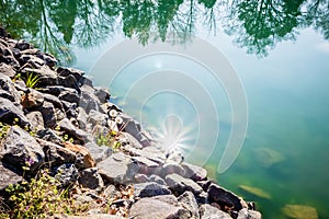 Nature reflections in town lake photo