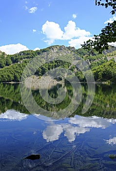 Lake Santo, Nature reflects on the surface of the lake. National park Appennino Tosco-Emiliano. Lagdei, Emilia-Romagna photo