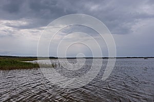 Nature reserve pape lake in rain