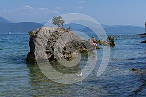 Nature reserve Pisenze Lacuale bay of Manerba in lake Garda