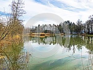 Nature reserve small Rumensee lake or Rumensee pond oder Naturschutzgebiet Rumensee, Kusnacht am Zurichsee Kusnacht am Zuerichsee photo