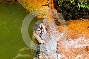 Nature rich in thermal waters, minerals and strong colors flow f photo