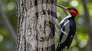 NatureÃ¢â¬â¢s Ballet: The Ivory-billed Woodpecker\'s Feeding Journey in the Forest photo