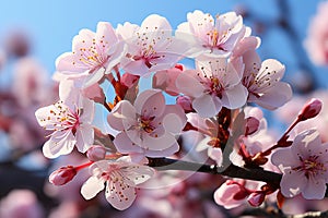 Nature\'s beauty awakens as spring blossoms bloom under sunny skies