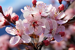 Nature\'s beauty awakens as spring blossoms bloom under sunny skies