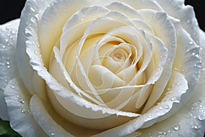 Nature's Elegy: A Close-Up on a Dewy Light-Colored Rose.