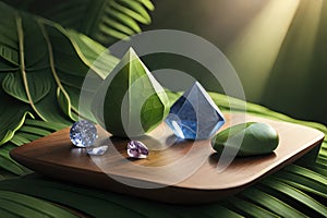 Nature\'s Energy: A Stunning Display of Healing Crystals and Foliage with Generative AI