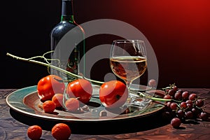 Nature\'s Greetings: Still Life Photograph of Grapes, Wine