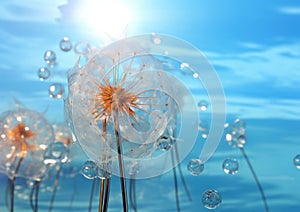 Nature\'s Jewels: A Glimpse of a Dazzling Dandelion with Glistening Water Droplets