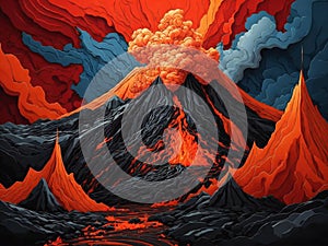 Nature\'s Power Unleashed Intense Volcanic Eruption on an Abstract Background, Ai Generative