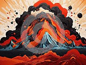 Nature\'s Power Unleashed Intense Volcanic Eruption on an Abstract Background, Ai Generative