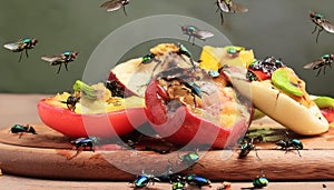 Nature\'s Recyclers: Flies Buzzing Around Rotting Vegetables