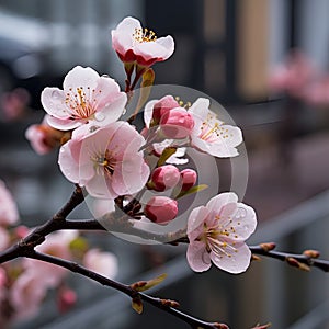 Nature\'s Resplendence: Rain-Kissed Pink Blossoms